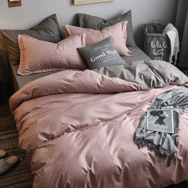 

Solid Color Bedding Set for Girls, Bedroom Decoration Quilt Cover, AB Side Quilt Cover, Queen and King Size Bedding, 3/4 PCs