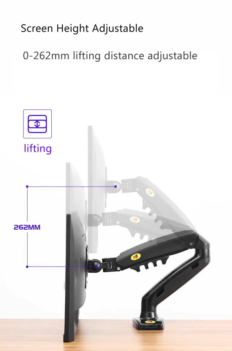 NIEUWE NB F80 17-30 "desktop LED LCD Monitor Houder Arm Gasveer Full Motion 2-9 kg dual arm usb3 kabel (optie)