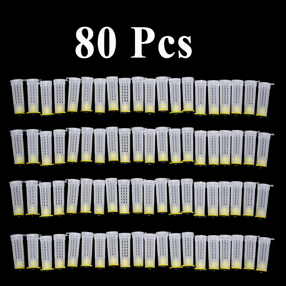 80PCS Bee Tools Cage Cell New King Protection Cover Cupkit Plasitc Queen Rearing Room Anti Bite Durable Beekeeping Supplies