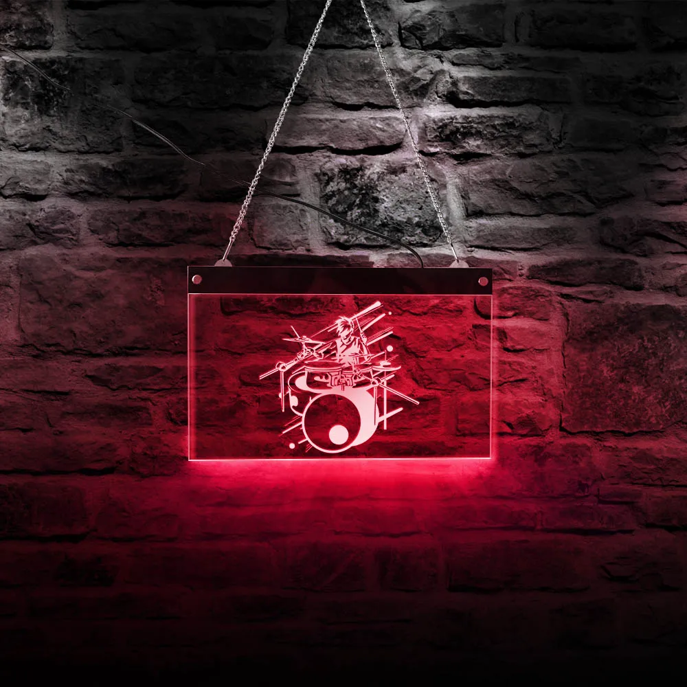 

Drum Band Electric Display Neon Board Rock Music Decorative Wall Signs Night Lights Music Studio LED Lighting Sign Drummer Gift