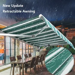 2024 Customized Size 450D Waterproof Fabric Wave Retractable Sunshade Net Balcony Window Shade Netting Terrace Rainproof Awnings