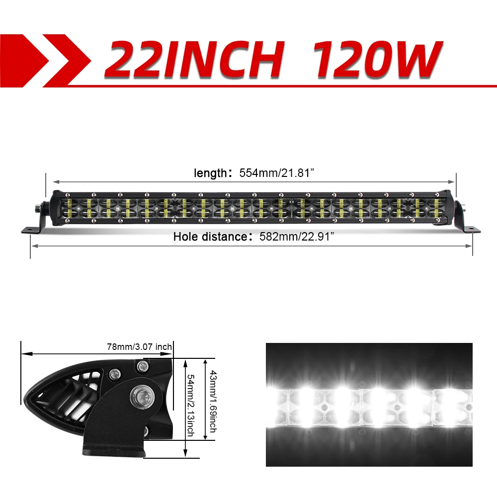 Co Licht 8 "-52" Dubbele Rij Led Licht Bar Spot Led Werk Licht 6d Led Bar 4X4 Truck Atv Auto Dak Offroad Rijlicht 12V 24V