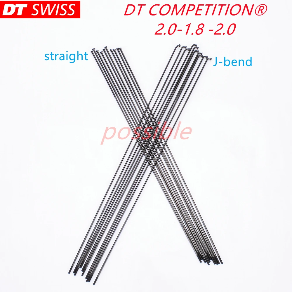 Bicycle spokes DT Swiss competition 2.0-1.8-2.0 round spokes J-bend/straight pull  black Lightweight Variable diameter spoke