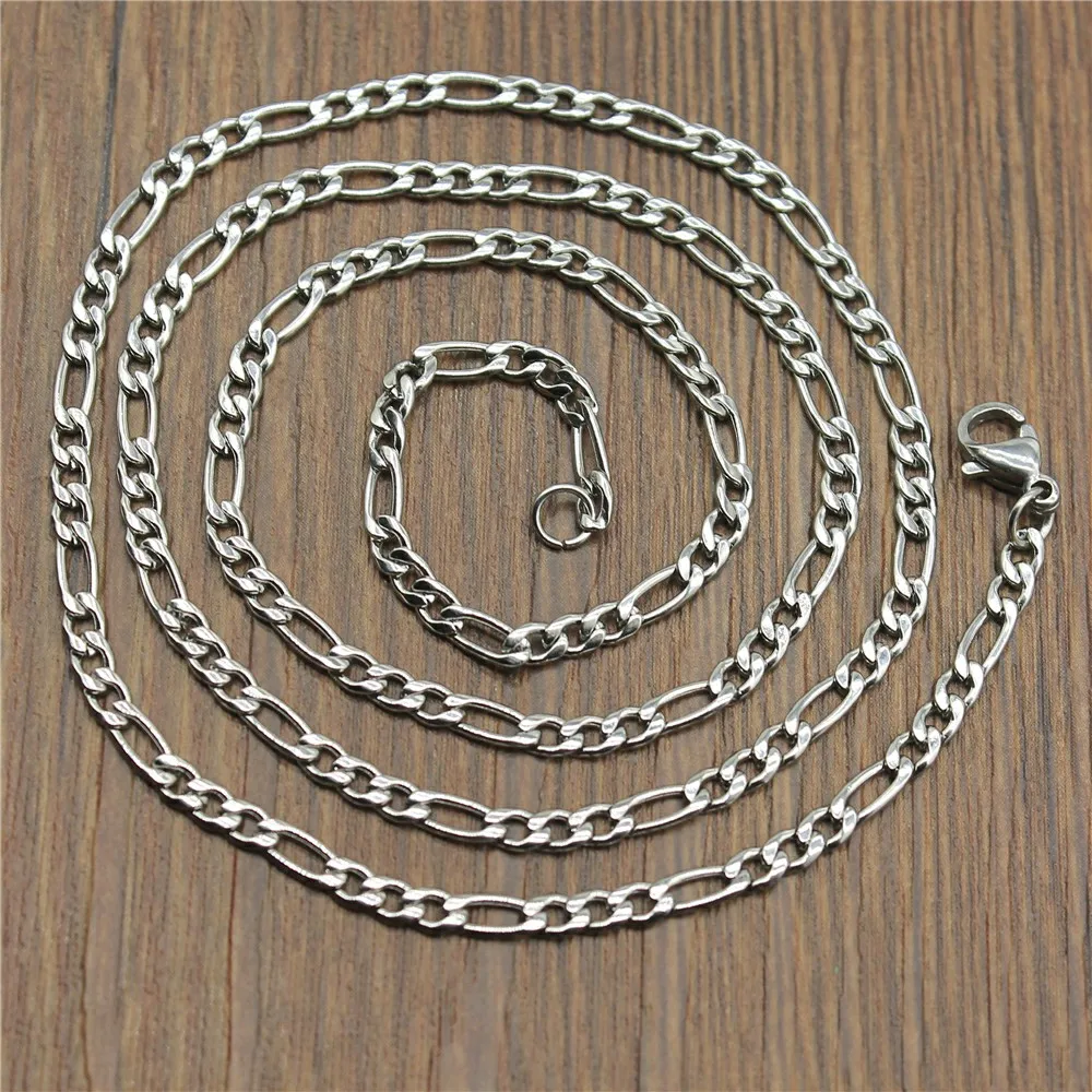 WYSIWYG 2pcs Length 55cm 3x4mm & 3x7mm Stainless Steel Chain With Lobster Clasp Necklace Chain DIY Jewelry Making