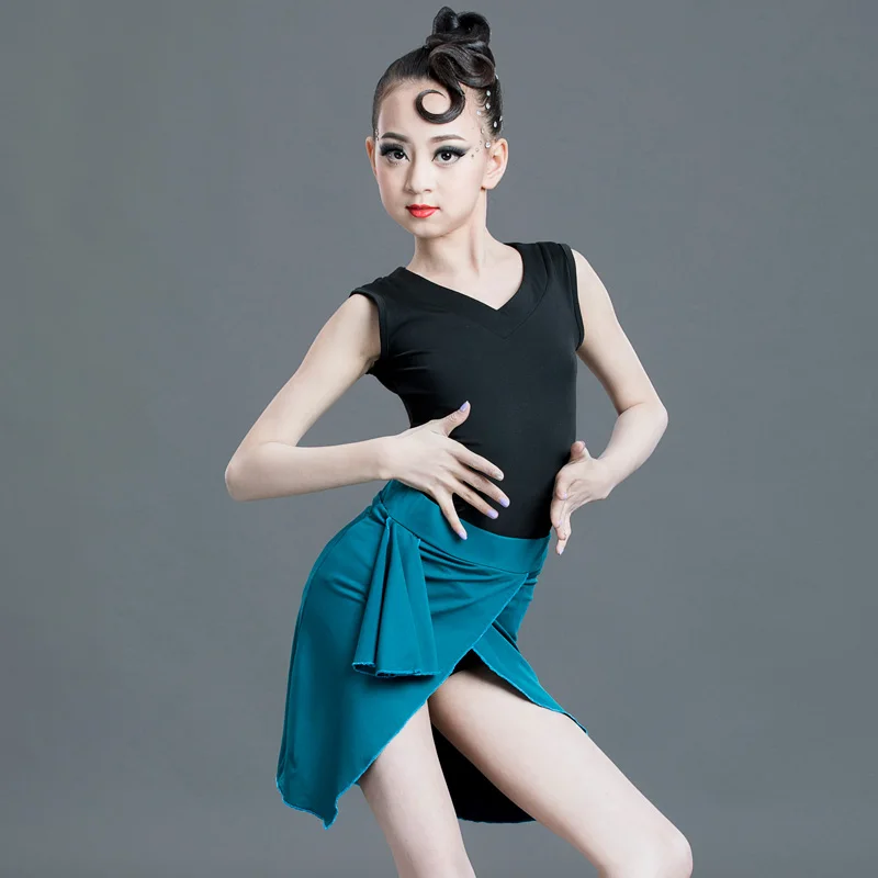 New 2021 Summer Kids Dresses For Girls Latin Ballroom Dance Competition Costumes Stage Performance Practice Tango Skirt Clothing