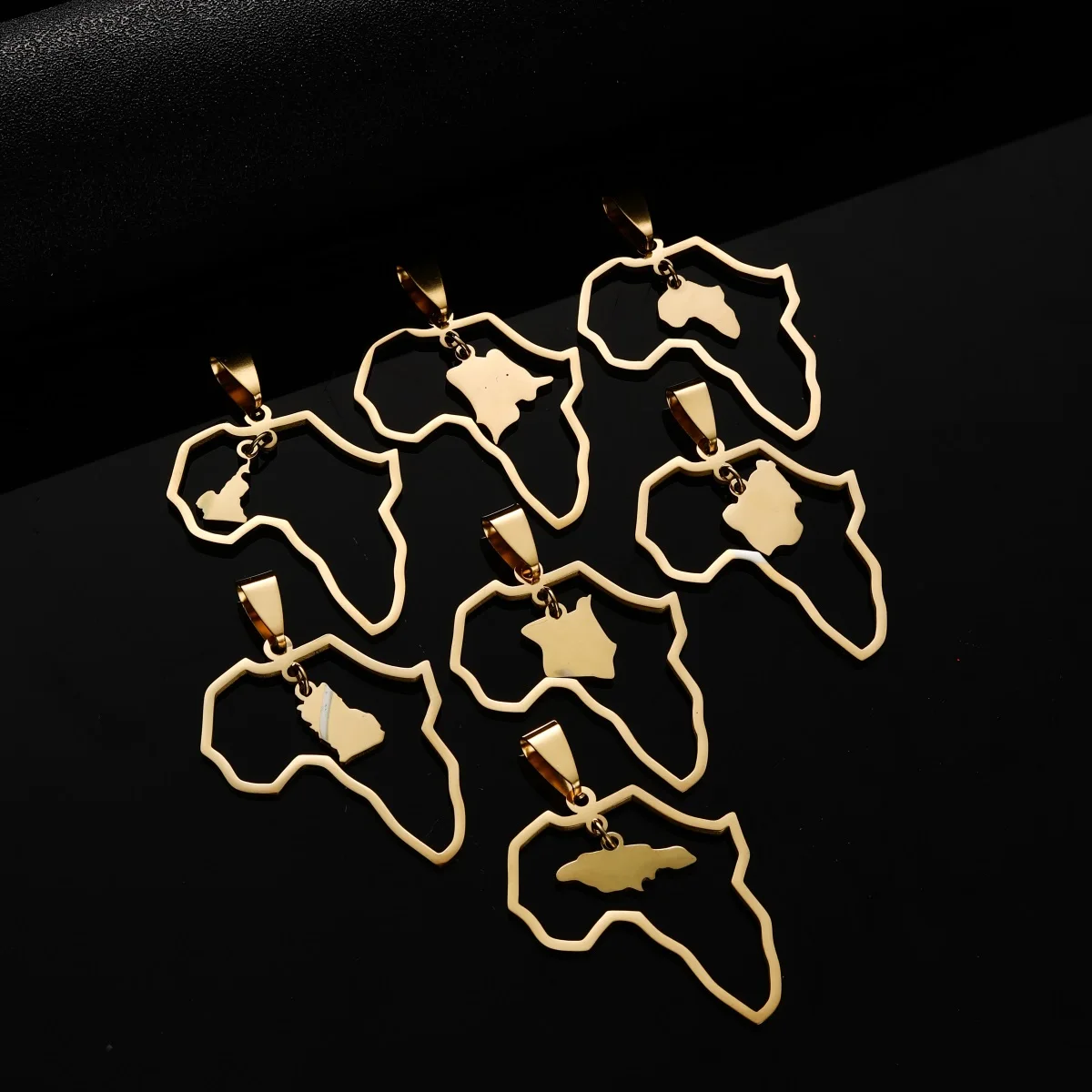Joyería de acero inoxidable chapada en oro para mujer, collar con colgante de mapas de África, Ghana, Nigeria, Kenia, Pakistán, Ghana