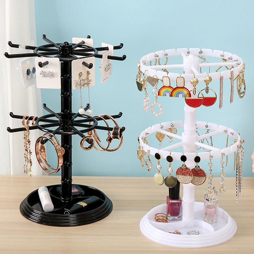 

Rotating Jewelry Organizer Plastic Jewelry Display Stand Rack Clear Jewelry Dish Holder For Earrings Necklace Bracelet Pendant