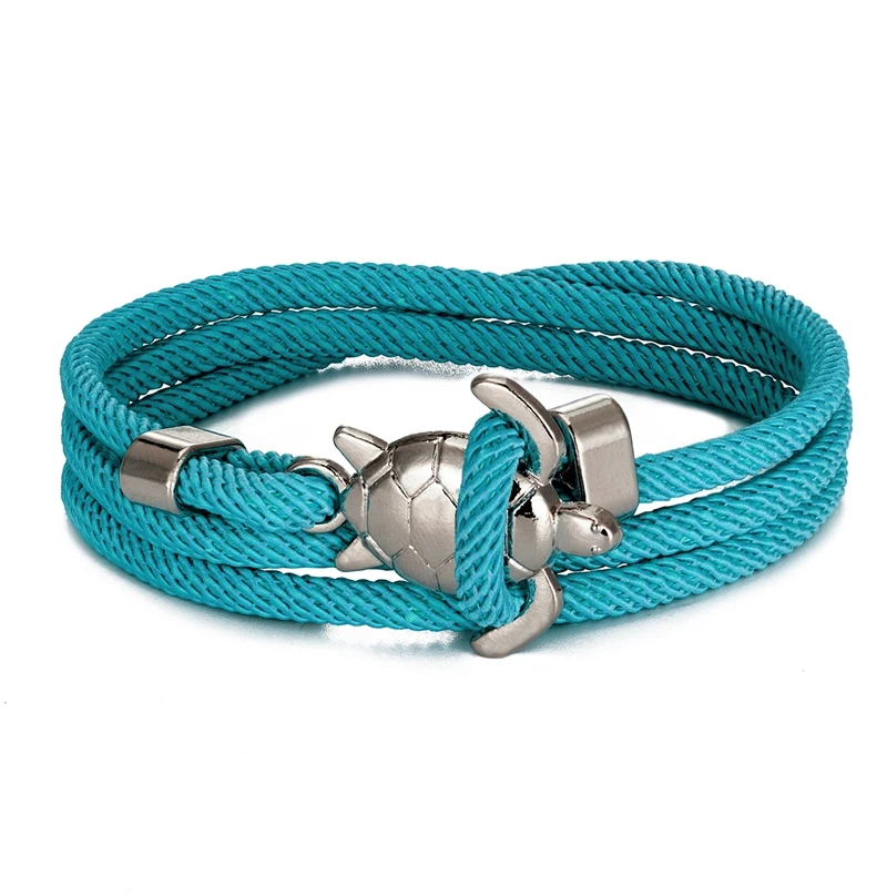 MKENDN Navy Stil Schildkröte Multilayer Milan Seil Armband Charms Seablue Seil Männer Frauen Strand Armband Einstellbare Schmuck Homme – Detail 16