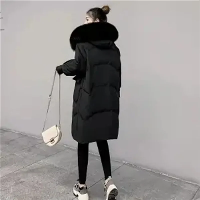 2022New White Duck Down Explosion Eleghant Down Cotton Jacket Women Mid-length Winter Thicken Korean Loose All-match JacketA658