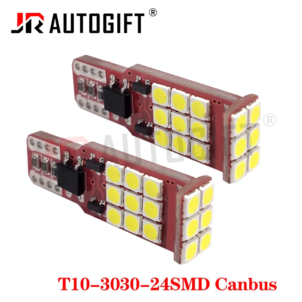 

100PCS 24V T10 3030 24SMD LED License Plate Light Car Interior Canbus Decoding High Reading Light 12V White