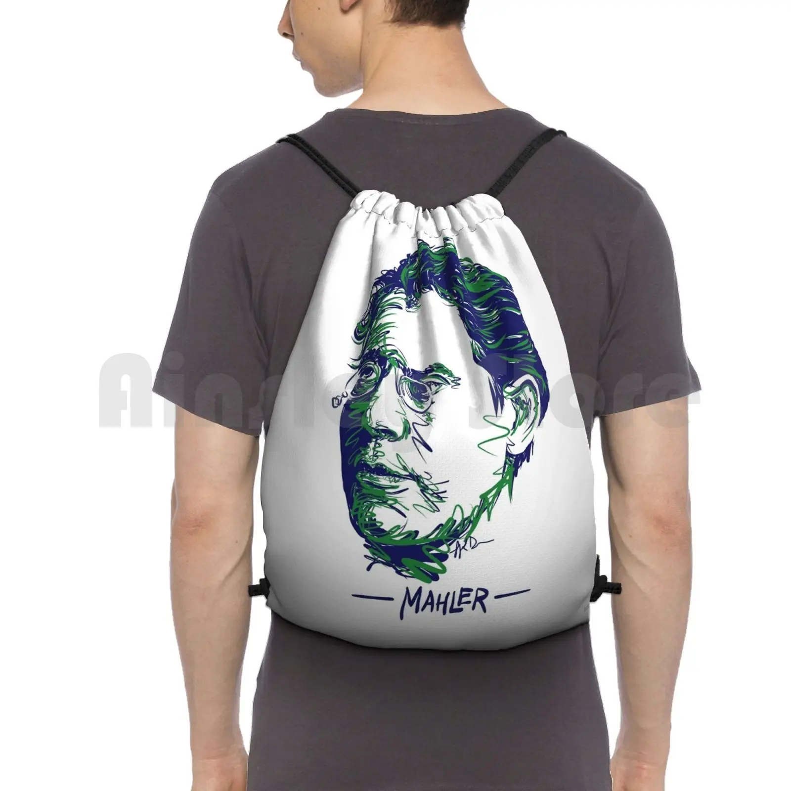 Gustav Mahler Backpack Drawstring Bags Gym Bag Waterproof Gustav Mahler Composer Romantic Classical Music Orchestra