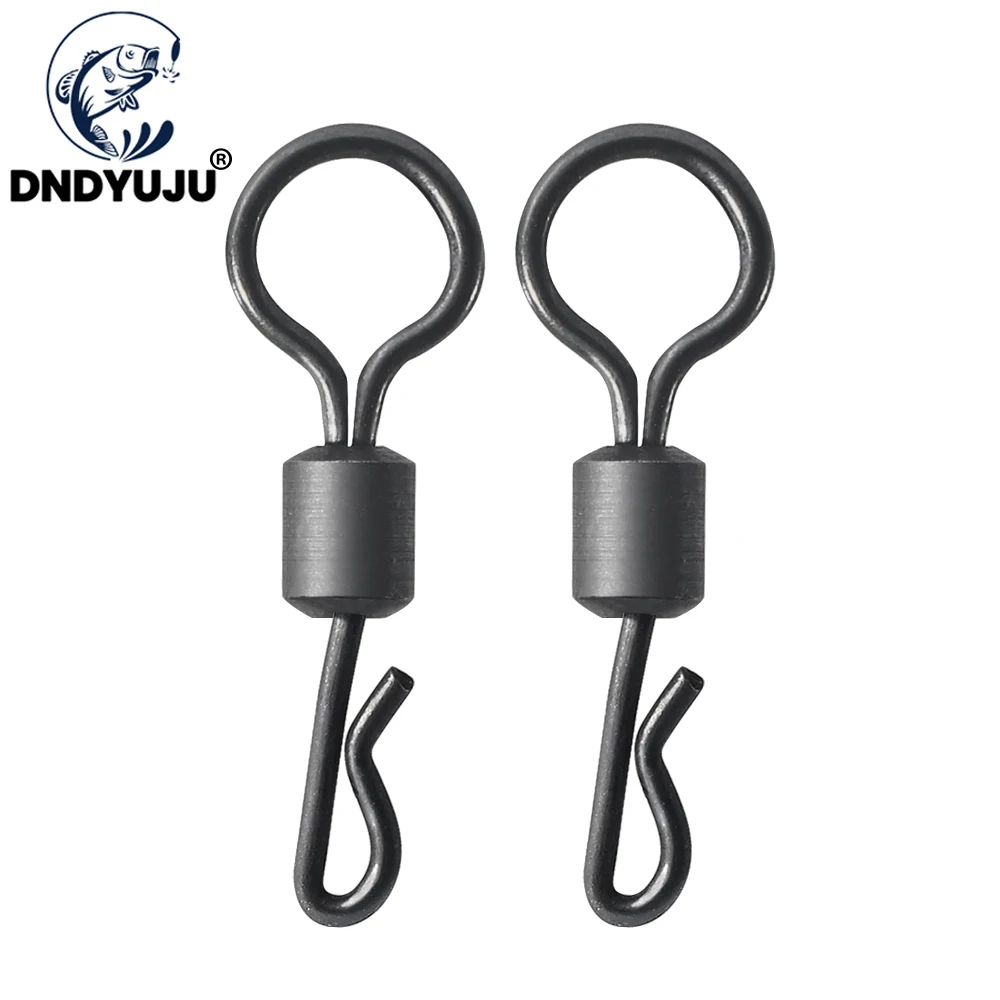 DNDYUJU 30pcs Fishing Rigs Snap Big Eye Carp Fishing Quick Change Swivels Q-Shaped  Matt Black Color Fishing Connector