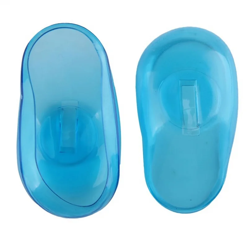 Clear Silicone Ear Cover Hair Dye Shield Protect Salon 2Pcs Blue Color