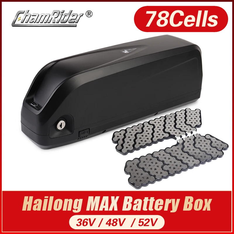 

Electric Bike Battery Box, E-bike Battery Case, Box for HaiLong, SSE-112, 10S8P, 13S6P, 14S6P, Downtube, USB Port, 48V, 52V