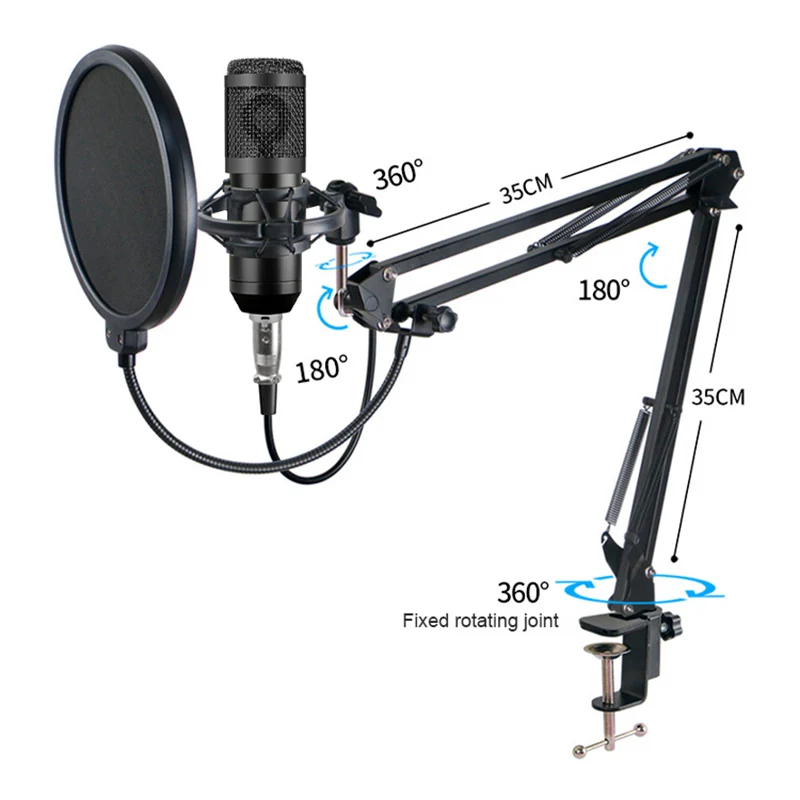 BM 800 Professional Audio V8 Sound Card Set BM800 Mic Studio Condenser Microphone for Karaoke Podcast Recording Live Streaming