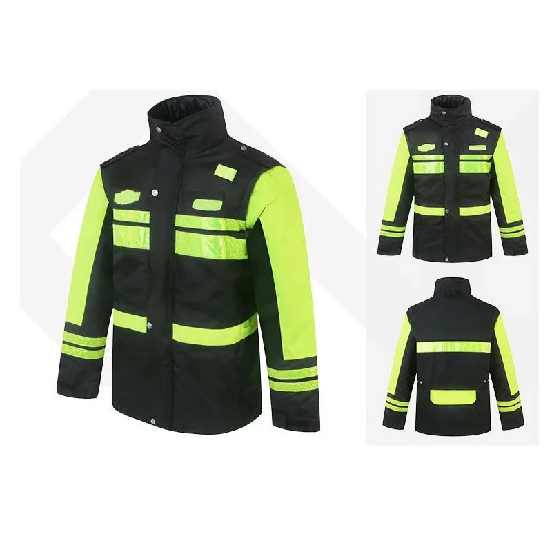 Reflective Cotton Coat for Safety, High Speed, Rescue, Road, Traffic, Thick, Cold Resistant, Safe Riding