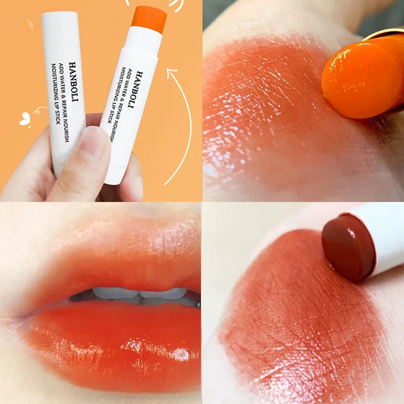 1pcs Orange Moisturizing Lip Balm Waterproof Temperature Color Changing Makeup Lipsticks Long Lasting Nourish Protect Lips Care