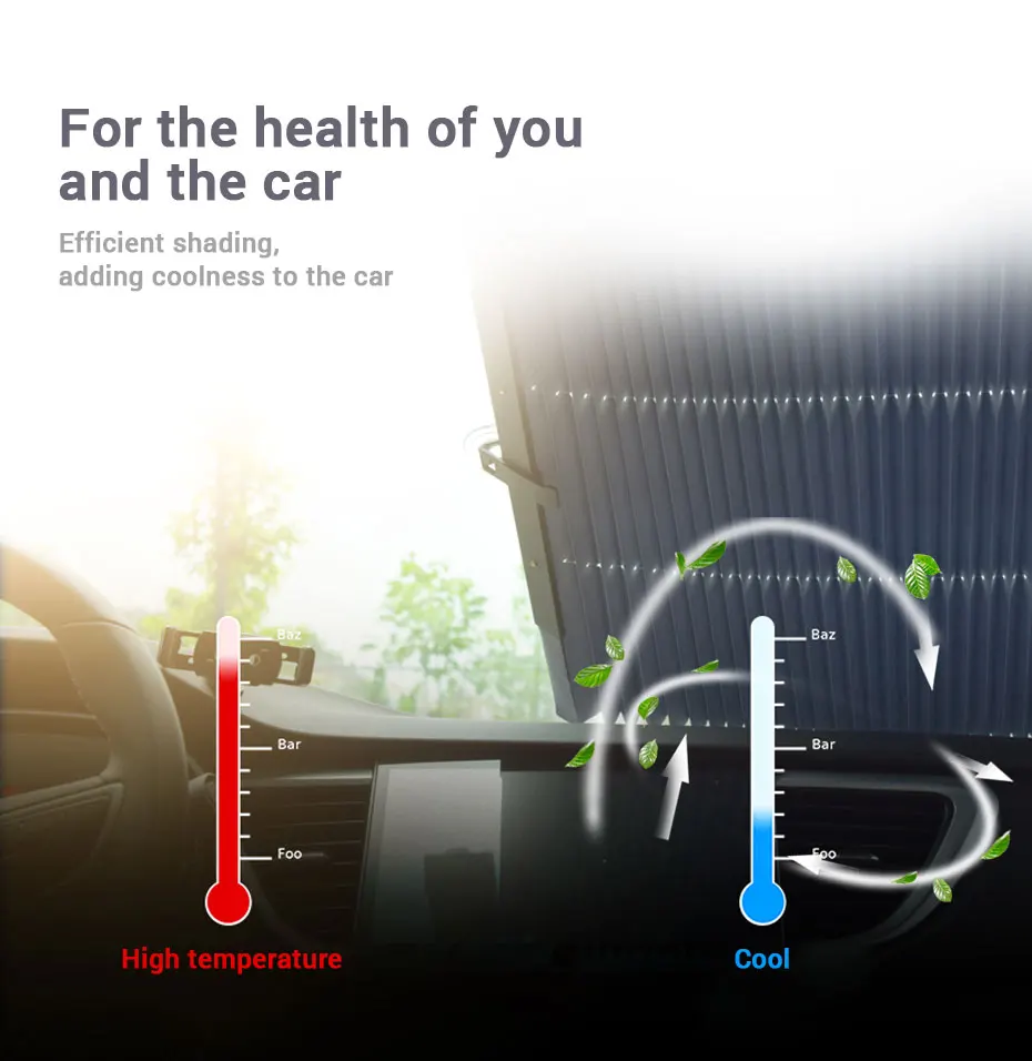 BLALION Auto Windschutzscheibe Sonnenschutz Vorhang Einziehbares Set Vorne Hinten Fenster Sonnenschutz Schutz UV Reflektierende Auto Sonnenblende Abdeckung – Detail 4