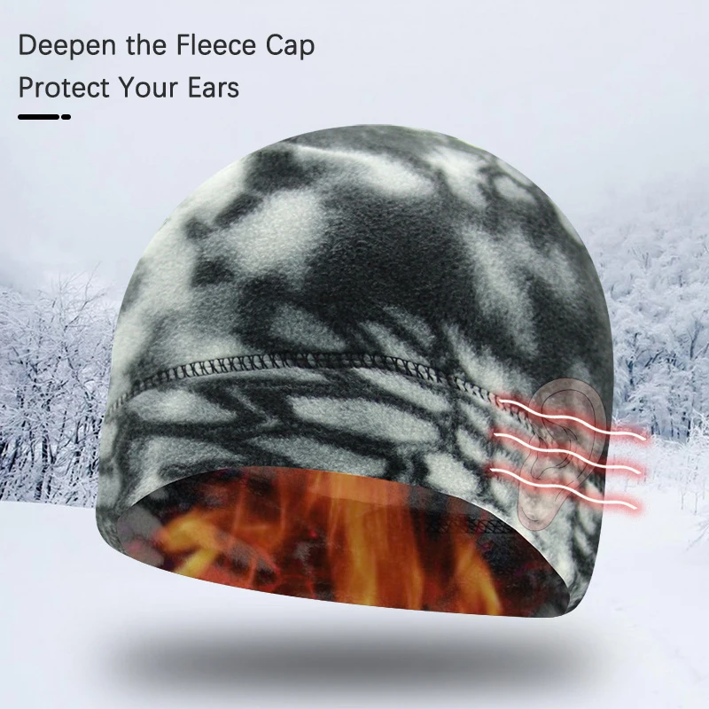 Winter Cap for Men Beanie Marine Corps Tactical Camouflage Thickened Women Warm Sports Windproof Elastic Polar Fleece