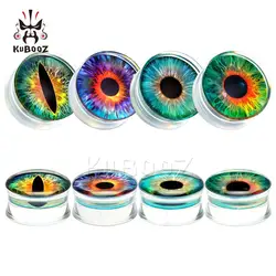 Kubooz Popular Fashion Acrylic Eyeball Transparent Ear Plugs Tunnels Body Piercing Jewelry Ear Expanders Stretchers 2PCS/Lot