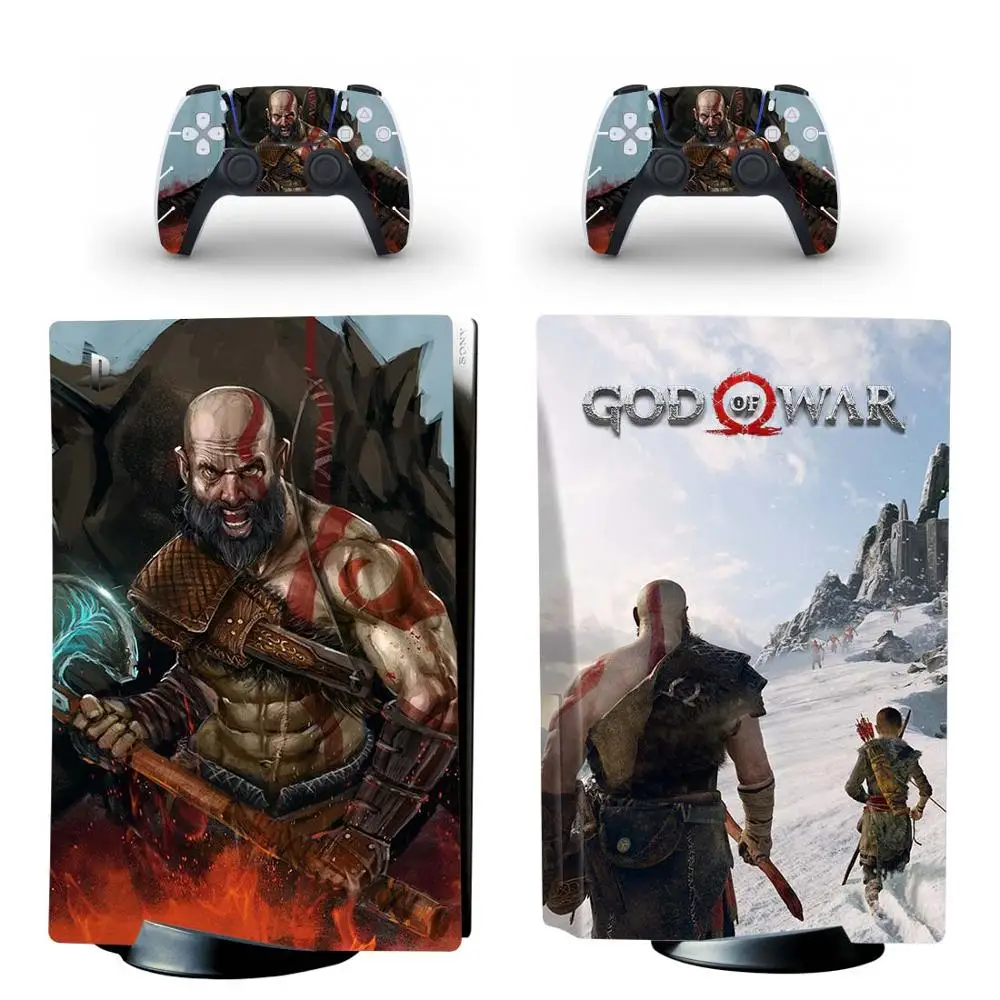 لعبة God of War PS5 إصدار القرص القياسي ملصق جلدي غطاء لاصق لوحدة التحكم PlayStation 5 ووحدة التحكم PS5 ملصق جلدي من الفينيل