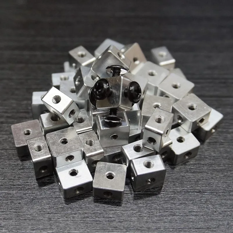 Three-Sided Nut Square Fixed Block Square Corner Lock Nut M3 Six-Sided Thread Plate Link Block Screws for Fixing Acrylic Box