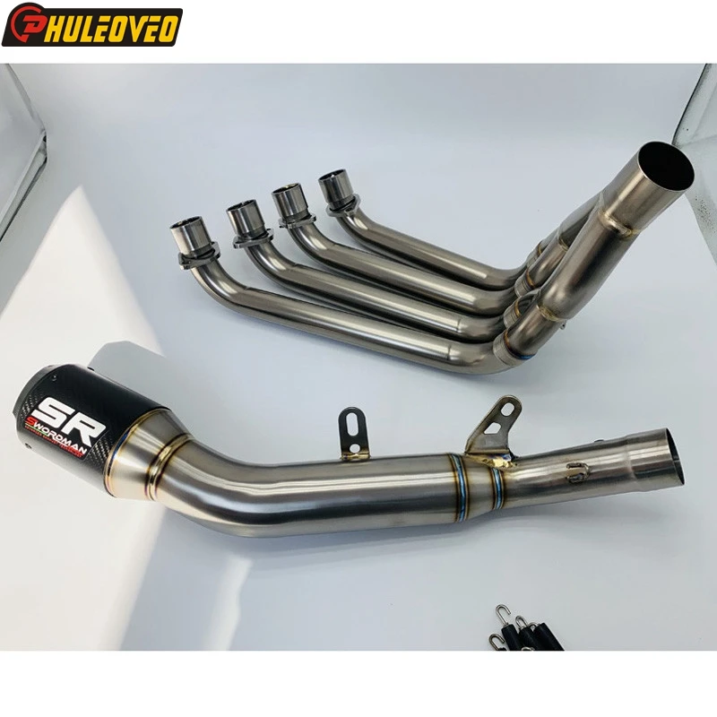 Titanium Alloy Motorcycle Exhaust System Set with Carbon Fiber Muffler Escape Header Tube forCBR650R CBR650F CB650F CB650R 15-23