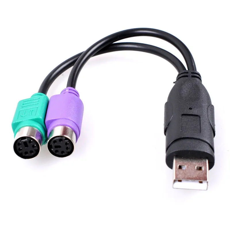 PS2 USB Adpater,USB Male to PS/2 Female Splitter Mouse Keyboard PS2 Converter Extension Cable,KVM Barcode Scanner PS/2 to USB