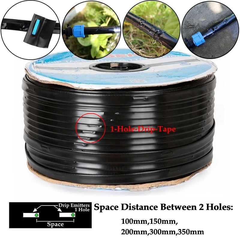 

1000M/Roll Wholesale 16mm Micro 1 Hole Irrigation System Drip Tape Space Distance 100~400mm Greenhouse Watering Patch Tape Hose