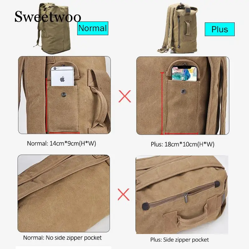 Large Capacity Travel Climbing Bag Tactical Military Backpack Women Army Bags Canvas Bucket Bag Shoulder Sports Bag Male