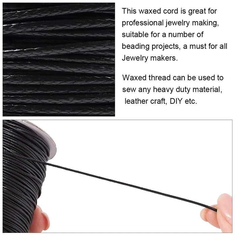 1mm Korean Waxed Polyester Cord Thread String for Jewelry Making DIY Necklace Bracelet Craft Supplies about 185yards/roll