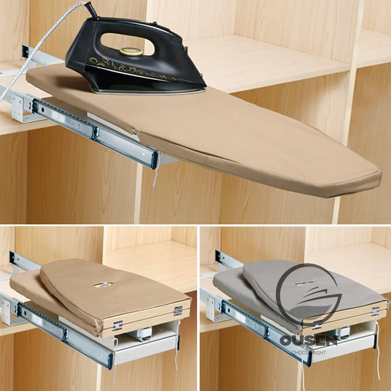 Folding Telescopic Ironing Closet Inner Damping Ironing BoardPush-pull Folding Ironing Board Buffer Hidden RotatingIroning Board