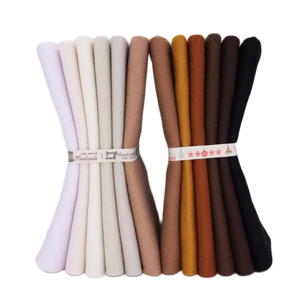 Polyester Non-Woven Felt Fabric DIY Sewing Material For Toys Dolls Ornaments Cloth White Black Brown 12 Pcs/Lot 25cmx28cm