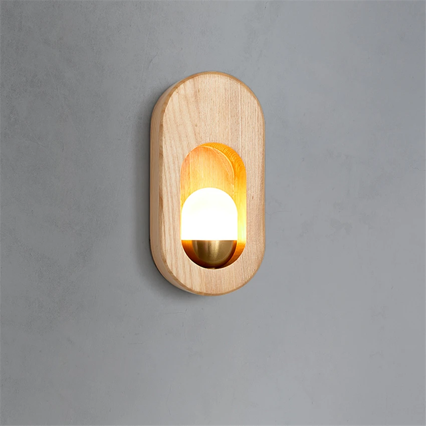 

Modern Wood Art Retro Simple Wall Lamp Bedroom Bedside Living Room Corridor Aisle Stairs Dining Room Furniture Porch Wall Lights