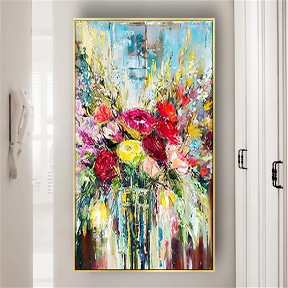 

manual Abstract Oil Painting 3d Art knife petals Flower Art Wall Watercolour Decor Canvas Painting Cuadros For Living Room Decor