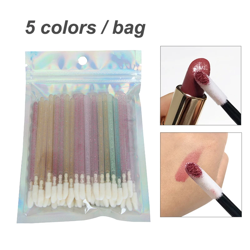 50 個使い捨てマスカラワンドカラフルなマイクロ眉毛/まつげブラシ Sooplies グリッターリップアプリケーターワンドメイクアップ化粧品ツール