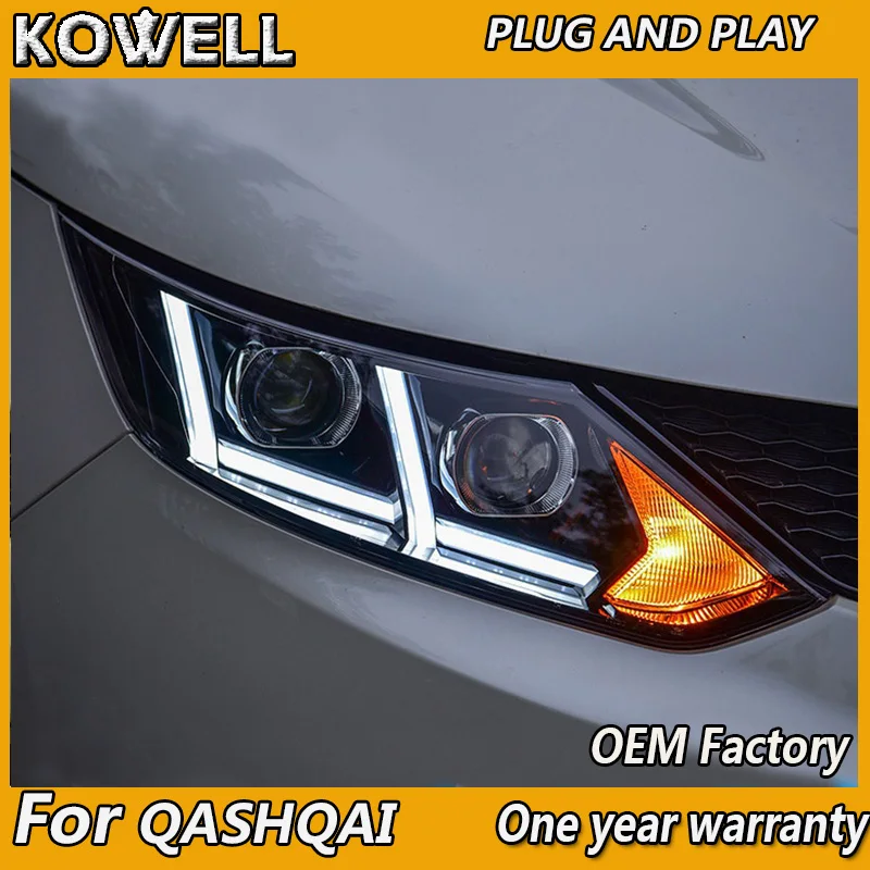 

KOWELL Car styli Head Lamp for Nissan Qashqai Headlights 2016 LED Headlight DRL Lens Double Beam Bi-Xenon HID car Front light