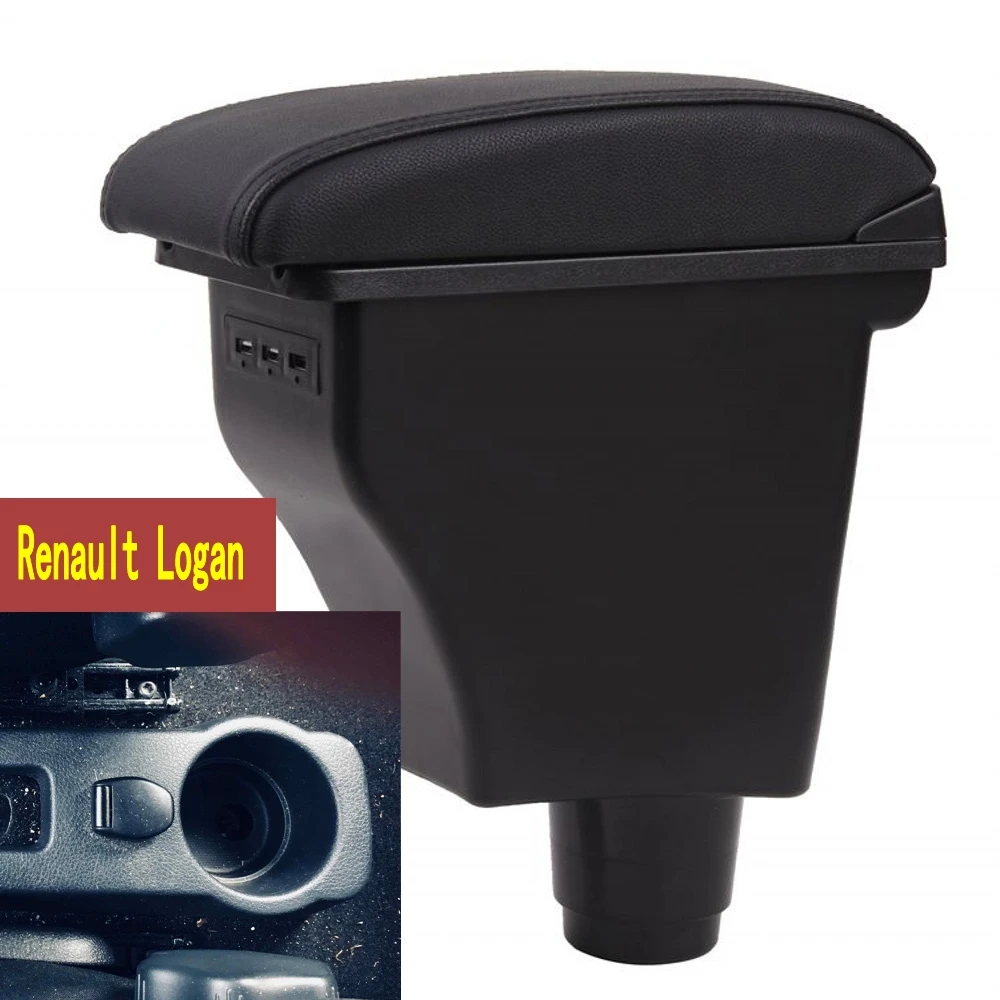 

For Renault Logan central Store content Storage box Double layer armrest box with Ashtray Cup holder accessories Russian version