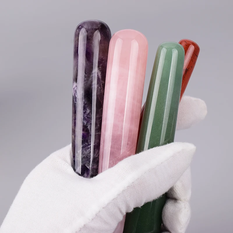 Wholesale Massage Wand Yoni Natural Crystal Mineral Quartz Acupoint Pen Face Care Tool Relax Body Beauty Health Massagestick view 3