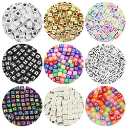 6/7MM Mixed Letter Acrylic Alphabet Square Cube Loose Spacer Beads For Jewelry Making Handmade DIY Bracelet Necklace Accessories