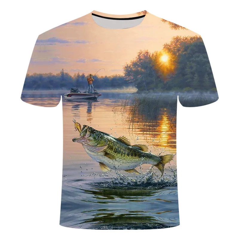 

Funny Birthday Gifts Present For Father Fishinger T-Shirt 3D SEA Tuna Fish Printed T Shirt Men Fisherman Joke t-shirt homm