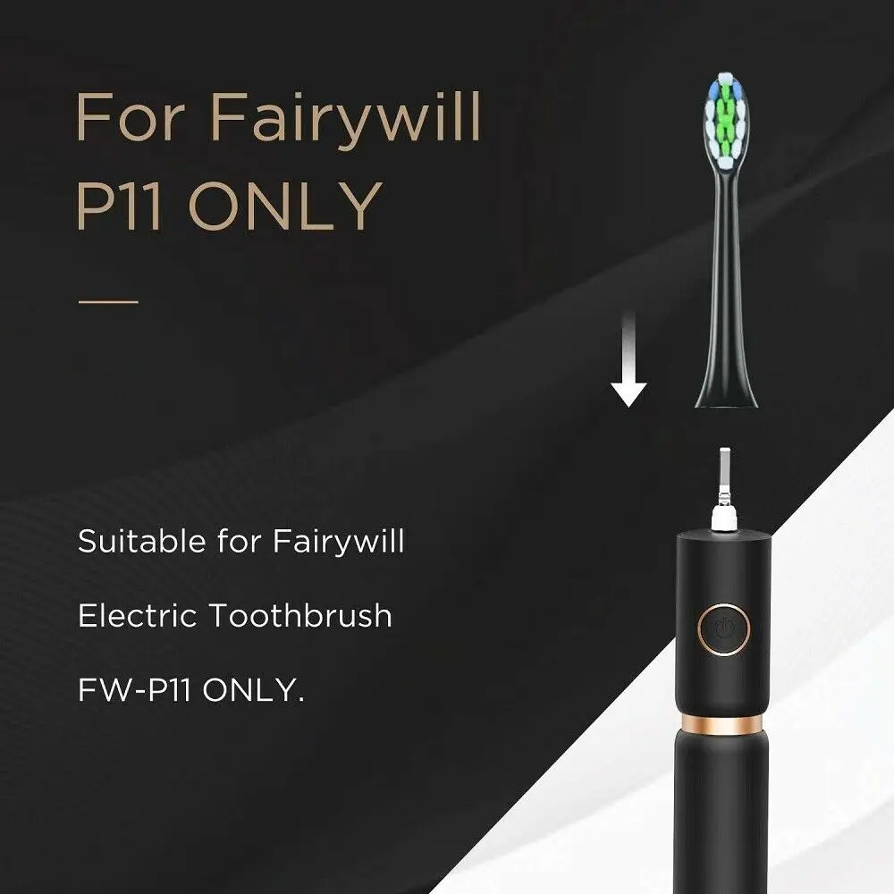 Fairywill P11 Sonic Whitening Electric Toothbrush Rechargeable USB Charger Ultra Powerful Waterproof 4 Heads and 1 Travel Case