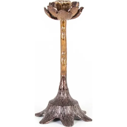 Euro Flora Metal Candlestick Copper Color 16x31 cm