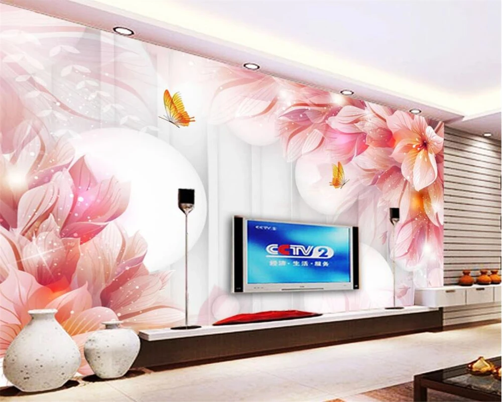 Custom size 3d wallpaper fashion Rose vine ball butterfly TV background papel de parede 3d wallpaper mural painting