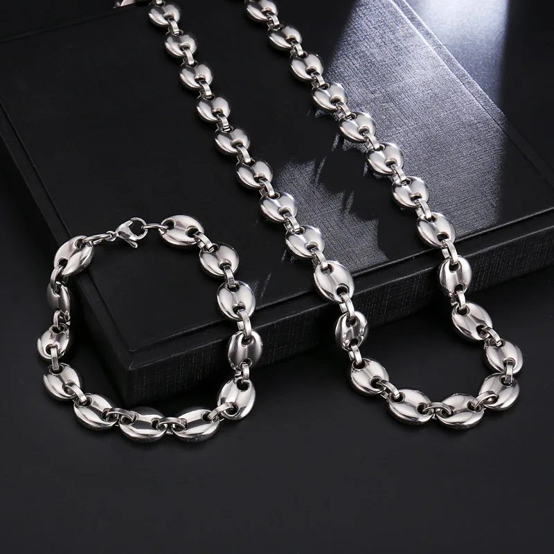 100% Stainless Steel Coffee Bean Bracelets Necklaces For Men Women  Jewelry Never Change Color Chains Gifts