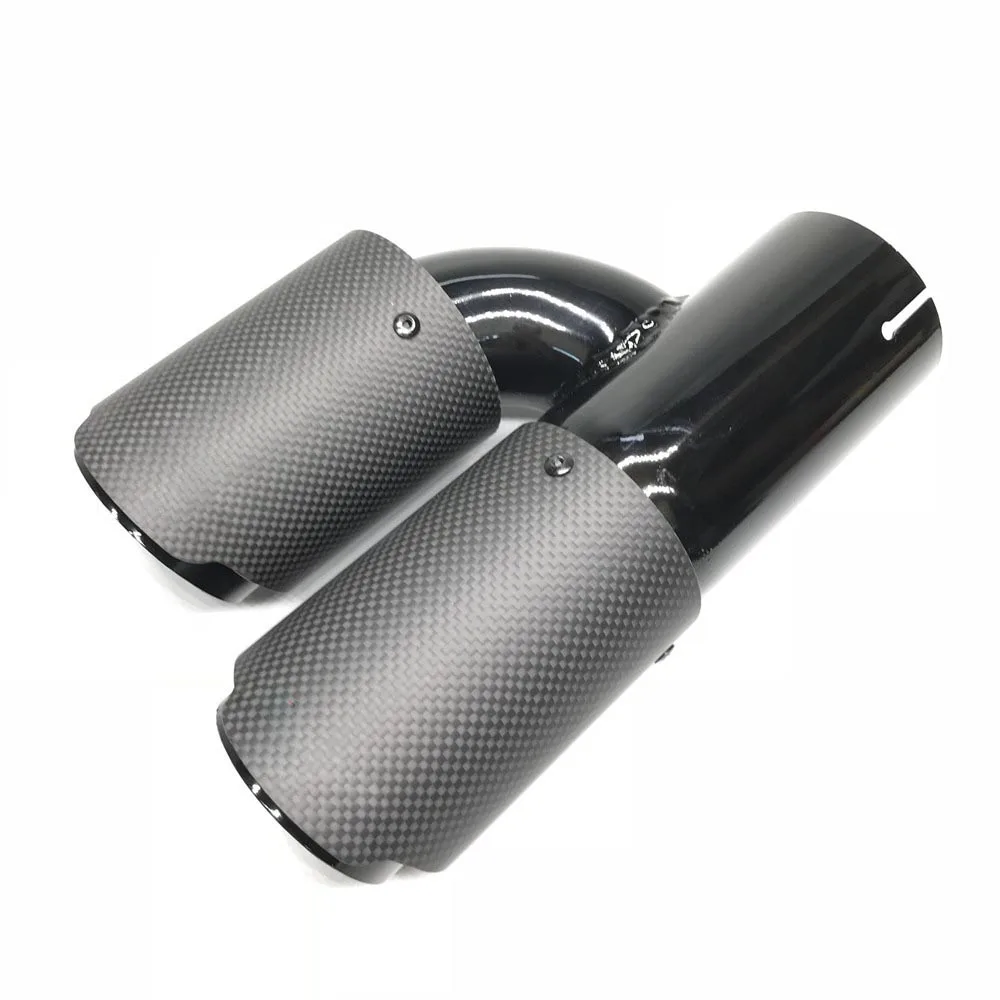 2PCS 유니버셜 H 스타일 듀얼 무광 카본 파이버 배기 팁 리어 머플러 배기 파이프 배기 팁 (BMW, 벤츠, 아크용)