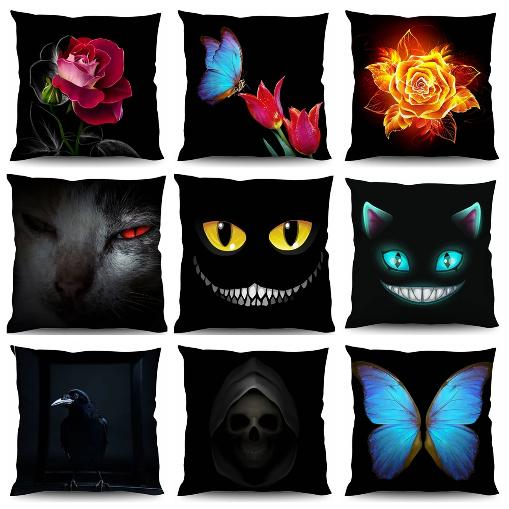 Black Cushion Cover Decorative Pillowcase Throw Pillow Case Cushion Cover 3D Bedding 45x45 65x65 70x70 80x80