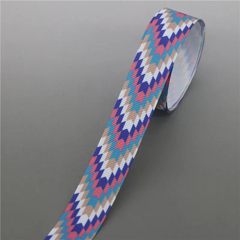 DUWES 50yards aztec tribal Printed Grosgrain Ribbon Accessory Hairbow Headwear Decoration DIY Wholesale OEM D1148