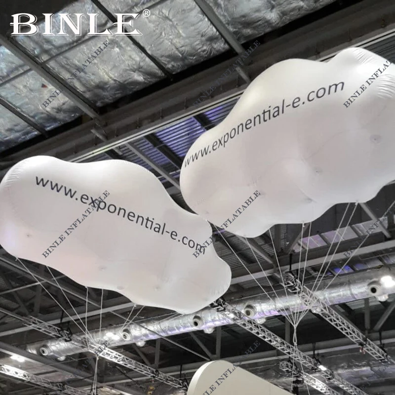 

Advertising 2m ceiling led lighted inflatable clouds,giant hanging artwork helium balloon event promotion decoration