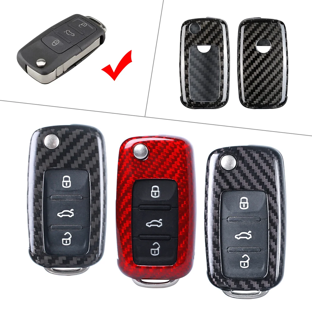 Carbon Fiber Car Replacement Remote Key Shell Cover Case For VW Golf GTI R32 Jetta Rabbit Polo